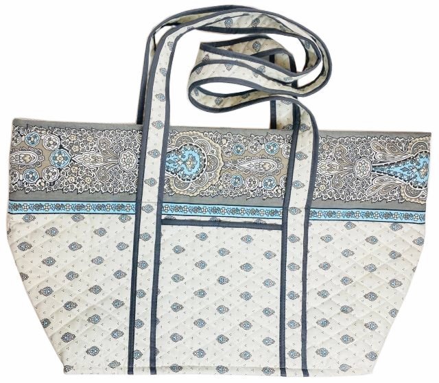 Provence pattern tote bag GM (Marat d'Avignon Bastide. turquoise